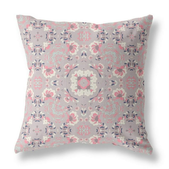 Love and Liberty Indoor/Outdoor Fabric Pillow with Zip in Pink White 16x16