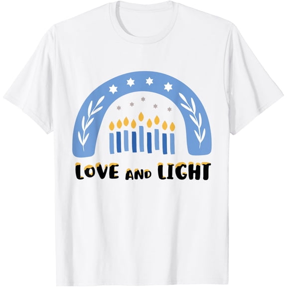 Love and Light Rainbow Hanukkah Shirt Jewish Chanukah T-ShirtMen and women, Black T-shirt, size: Extra large S-4XL