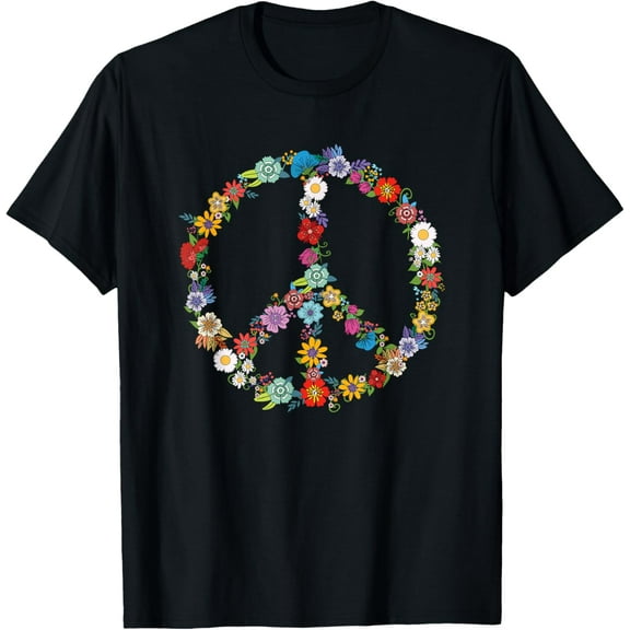 Love and Peace Flower Hippie Lover Beautiful Cute Funny Gift T-ShirtMen's and women's pure cotton short-sleeved shirts