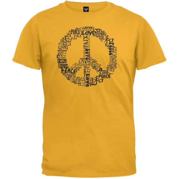Love and Peace Sign Gold T-Shirt - Medium