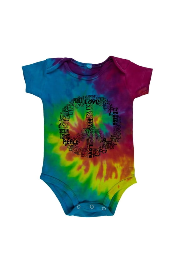 Love and Peace Sign Soft Baby One Piece Rainbow 18-24 M