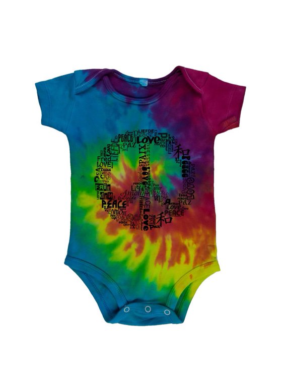 Love and Peace Sign Soft Baby One Piece Rainbow 3-6 M