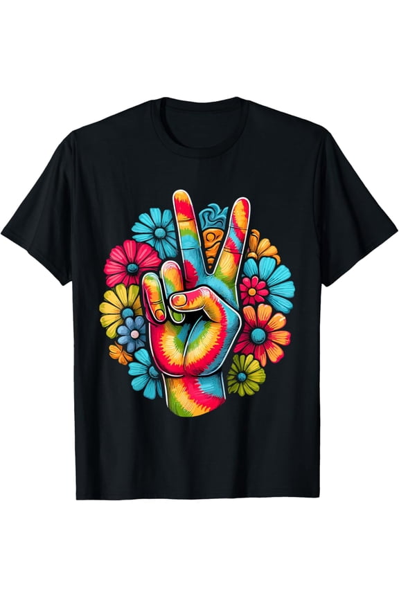Love and Peace Tie Dye Flower Hippie T-Shirt, F847 Tshirt All Size S-5XL