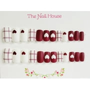 Love and Plaid Matte Square Press-on Nails by The Nail House NH - 24 Pieces