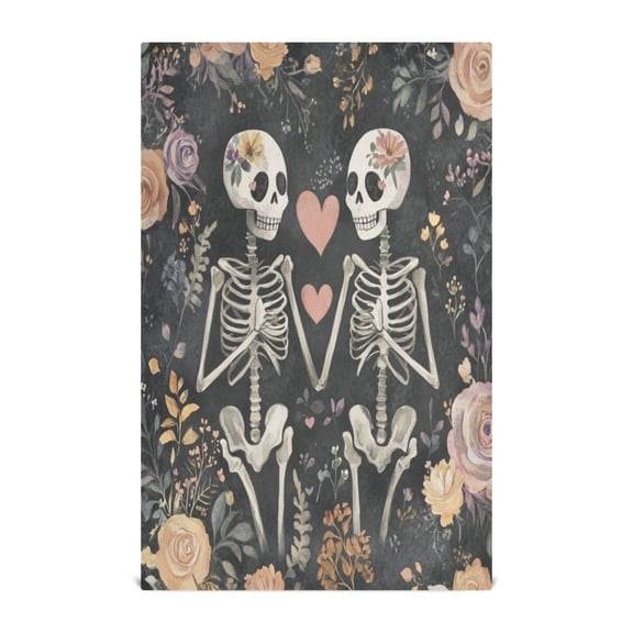 Love and Skulls Kitchen Towels Set of 4 Tea Towels for Kitchen Decorative Waffle Dishcloths 28x18in