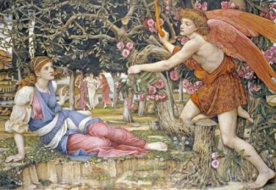 Love and The Maiden Canvas Art - John Roddam Spencer Stanhope (20 x 28)