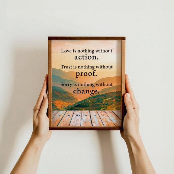Love and Trust Relationship Quote Motivational Home Action Change, Unframed Paper Poster 8x10in