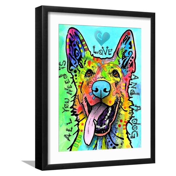 Art.com Love and a Dog Giclee Print by Dean Russo, Black Frame Wall Art, 17" x 21"
