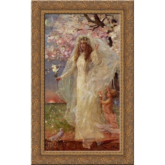 Love and marriage 24x16 Gold Ornate Wood Framed Canvas Art by Alfred Stevens