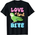 thumbnail image 1 of Love at first bite Green Quaker Funny Birb Parrot Kawaii T-Shirt, 1 of 5