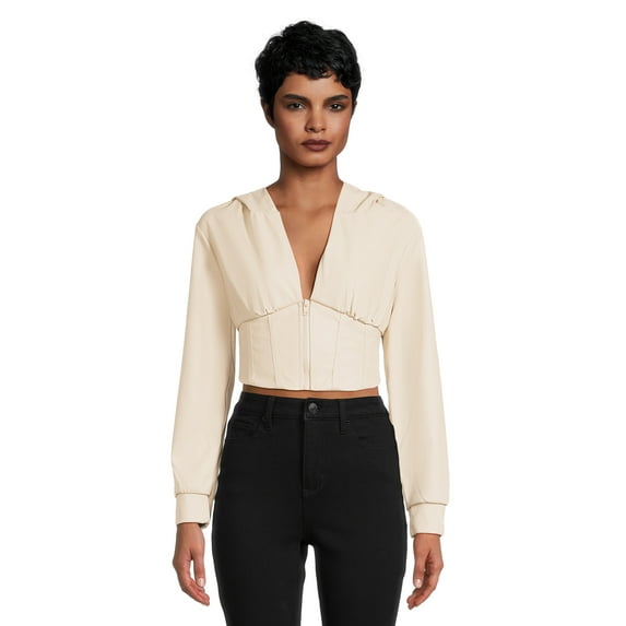 Love by Design Women's Juniors City Walk Long Sleeve Corset Crop Top