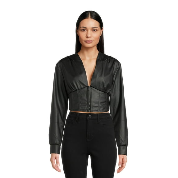 Love by Design Women's Juniors City Walk Long Sleeve Corset Crop Top