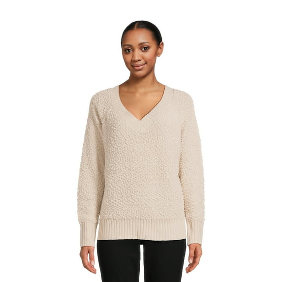 Love by Design Women's Juniors Popcorn Knit Pullover Sweater, Midweight, Sizes S-XL