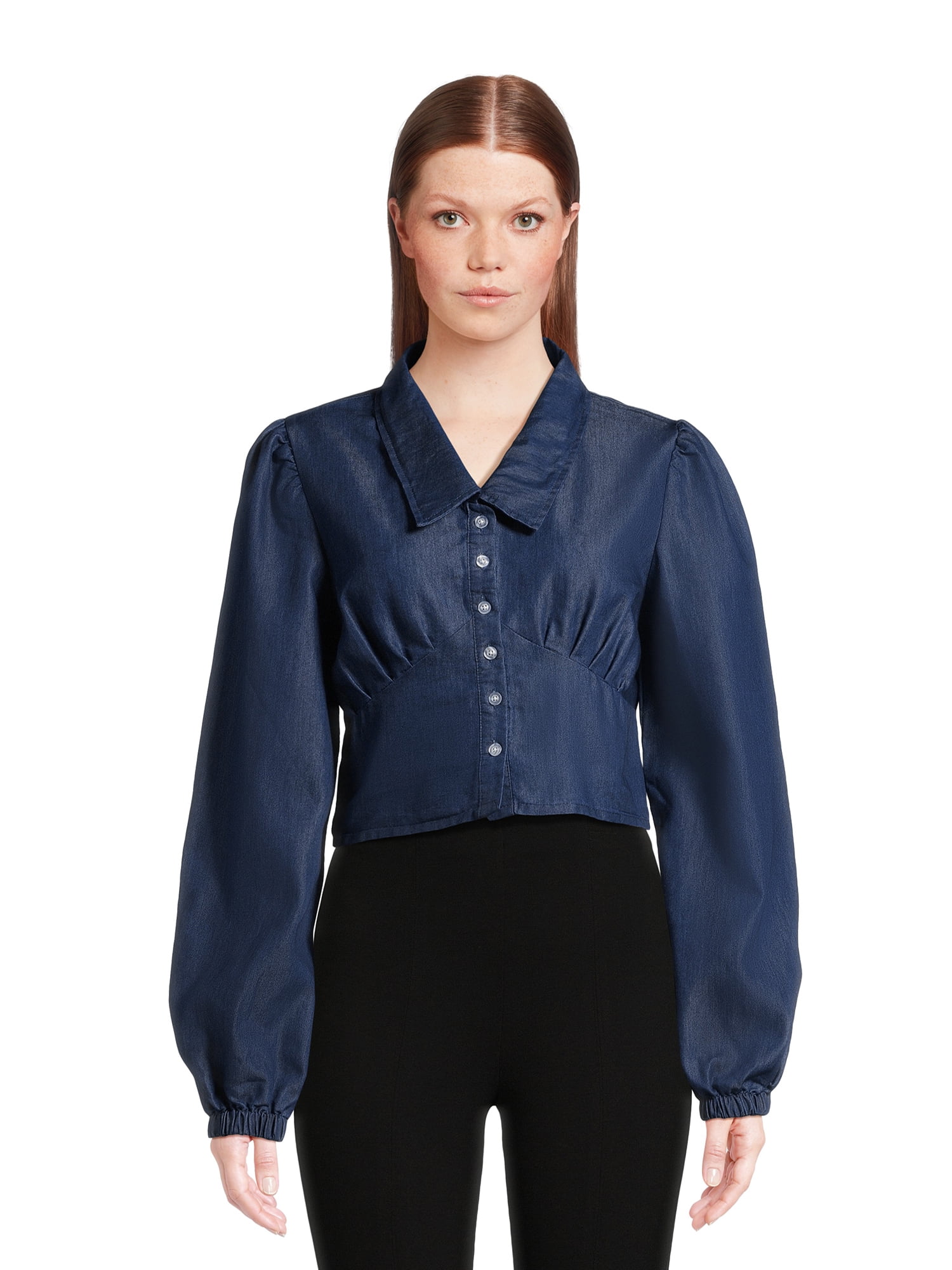 Love by Design Women's Juniors Savant Long Sleeve Button Up