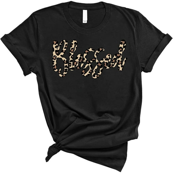 Love in Faith | Blessed Leopard | Christian T-Shirts for Women | Faith-Based Apparel | Christian Gifts
