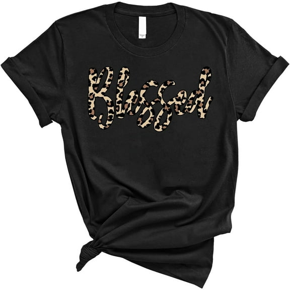 Love in Faith | Blessed Leopard | Christian T-Shirts for Women | Faith-Based Apparel | Christian Gifts