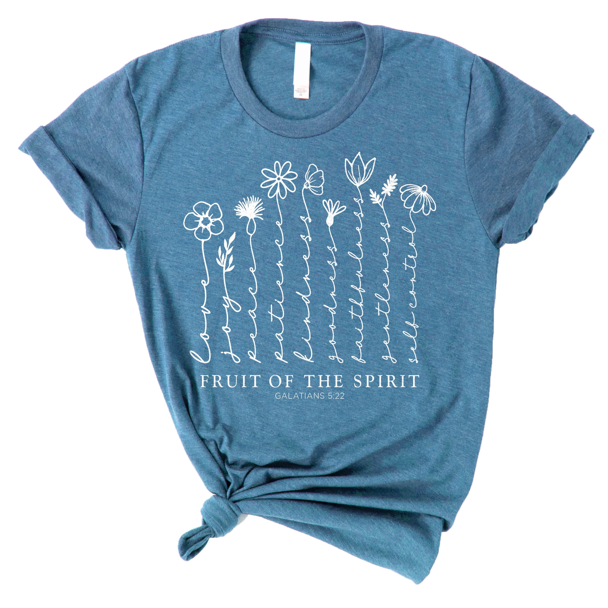 Love in Faith | Fruit of The Spirit Short Sleeve | Heather Deep Teal | Christian T-Shirts for Women | Faith Based Apparel |Christian Gifts