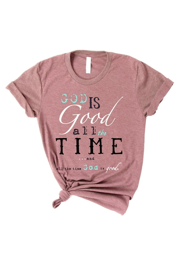 | God is Good Short Sleeve | Heather Mauve | Christian T-Shirts for Women | Faith Based Apparel |Christian Gifts