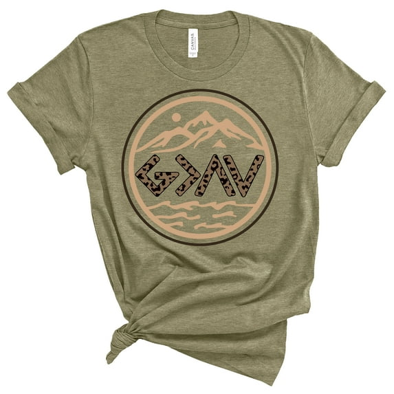 Love in Faith | God is Greater Short Sleeve | Heather Olive | Christian T-Shirts for Women | Faith Based Apparel |Christian Gifts