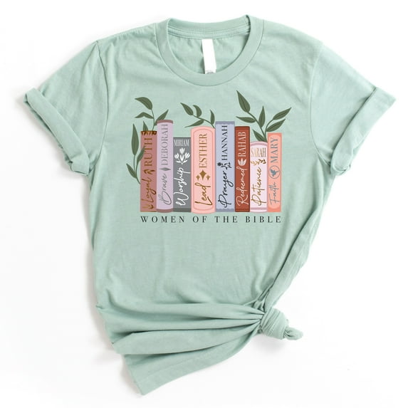Love in Faith | Women of The Bible Short Sleeve | Heather Sage | Christian T-Shirts for Women | Faith Based Apparel |Christian Gifts