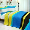 thumbnail image 1 of [Love in Sea] 3PC Vermicelli-Quilted Patchwork Quilt Set (Full/Queen Size), 1 of 3
