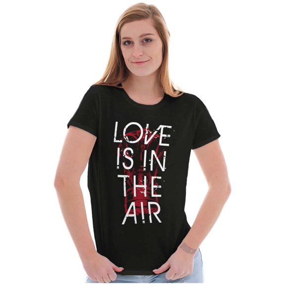 Love in the Air Anti Valentines Day Womens Slim Fit Graphic Tee Brisco Brands S