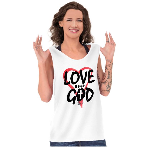 Love is From God Heart Christian Tank Top Tee Shirt Women Brisco Brands S