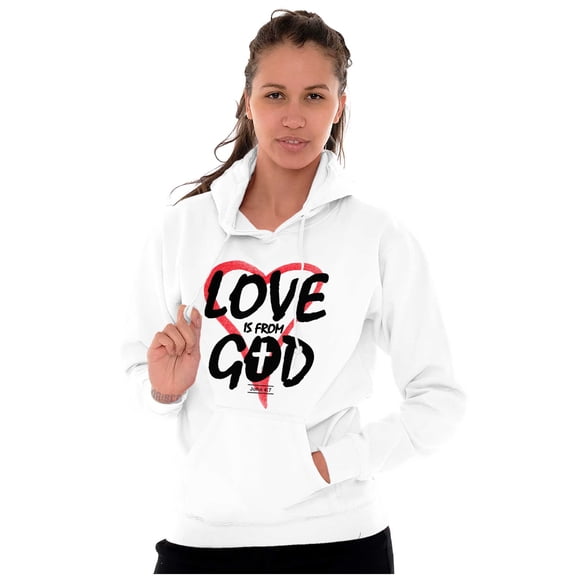 Love is From God Heart Christian Women Plus Size Graphic Pullover Hoodie Brisco Brands 3X