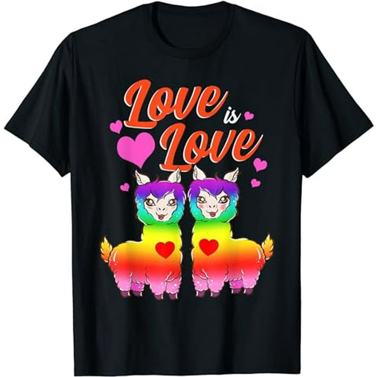 Love is Love Gay Pride Rainbow Llama Couple Funny Gift T Shirt Walmart
