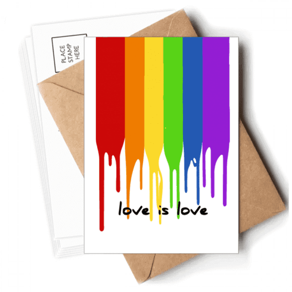 Love is Love LGBT Rainbow Color Postcards Envelopes Blank Note Cards Mailing