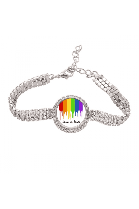 Love is Love LGBT Rainbow Color Tennis Chain Anklet Bracelet Diamond Jewelry