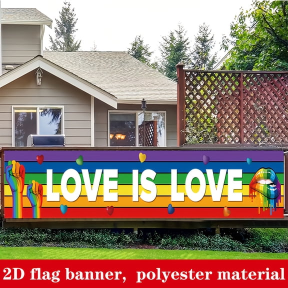 Love is Love Pride Month Banner Rainbow Happy Pride Party Decor Tapestry Backdrop for Outdoor Celebration Indoor House Home Garden Gathering Event