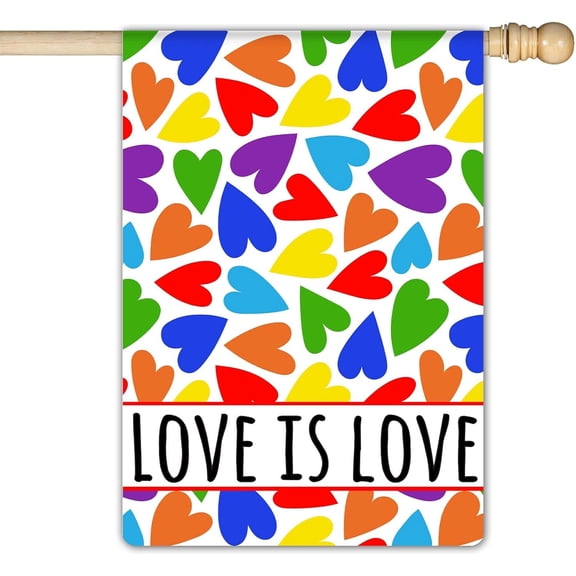 Love is Love Rainbow Love Hearts Pride Garden Flag Double Sided Gay Pride Lesbian LGBT Pride Large Yard Flag Outdoor Decoration 28 x 40 Inch