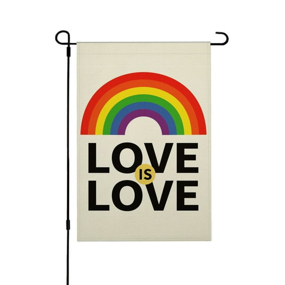 Love is Love Rainbow Pride Garden Flag Double Sided, LGBTQ Garden Flag Yard Flag for Outdoor Decoration 12x18 Inch