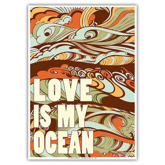 Love is My Ocean - Original Collage Art by Wade Koniakowsky - Master Art Print 10in x 14in