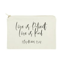 Love is Patient Love is Kind Cotton Canvas Cosmetic Bag by The Cotton  Canvas Co.