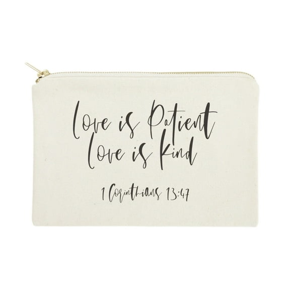 Love is Patient Love is Kind Cotton Canvas Cosmetic Bag by The Cotton  Canvas Co.