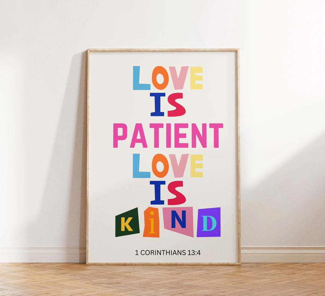 Love is Patient Wall Print Religious Scripture Bible Verse Decor ...