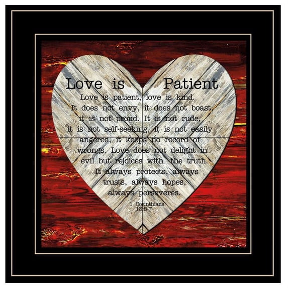 TrendyDecor4U Love Is Patient By Cindy Jacobs Framed Print CIN120-704G