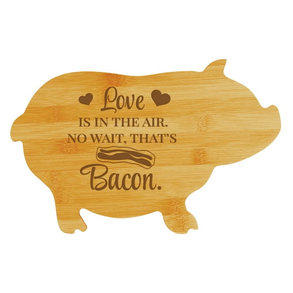 Love is in the air. No wait, thats bacon. (13.75 x 8.75") Pig Shape Cutting Board | Funny Decorative Kitchen Chopping Board