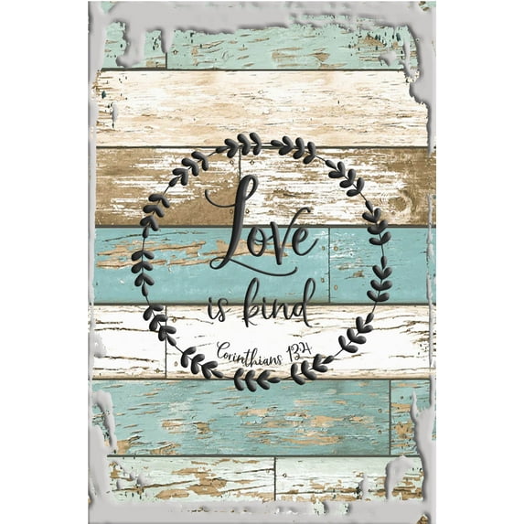 Love is kind circle branch cursive Corinthians bible verse White Wall Art Decor Funny Gift