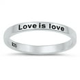 thumbnail image 1 of Love is love LGBT Script Word Stackable Ring 925 Sterling Silver Band Jewelry Female Male Size 8, 1 of 4