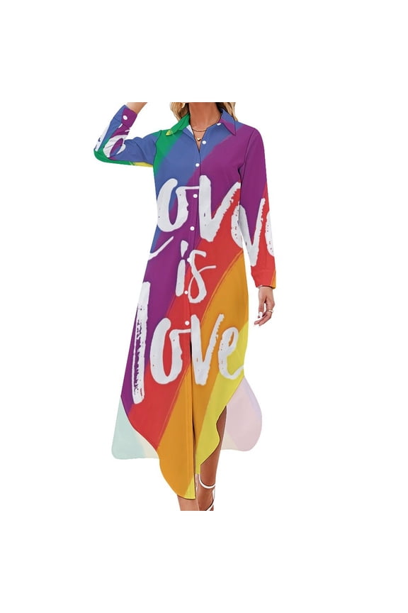 Love is love - Rainbow flag pride and equality Long Sleeved Shirt Dress dress summer dress women