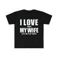 thumbnail image 1 of Love my wife when she lets me play darts whipped Unisex T-shirt S-3XL, 1 of 2