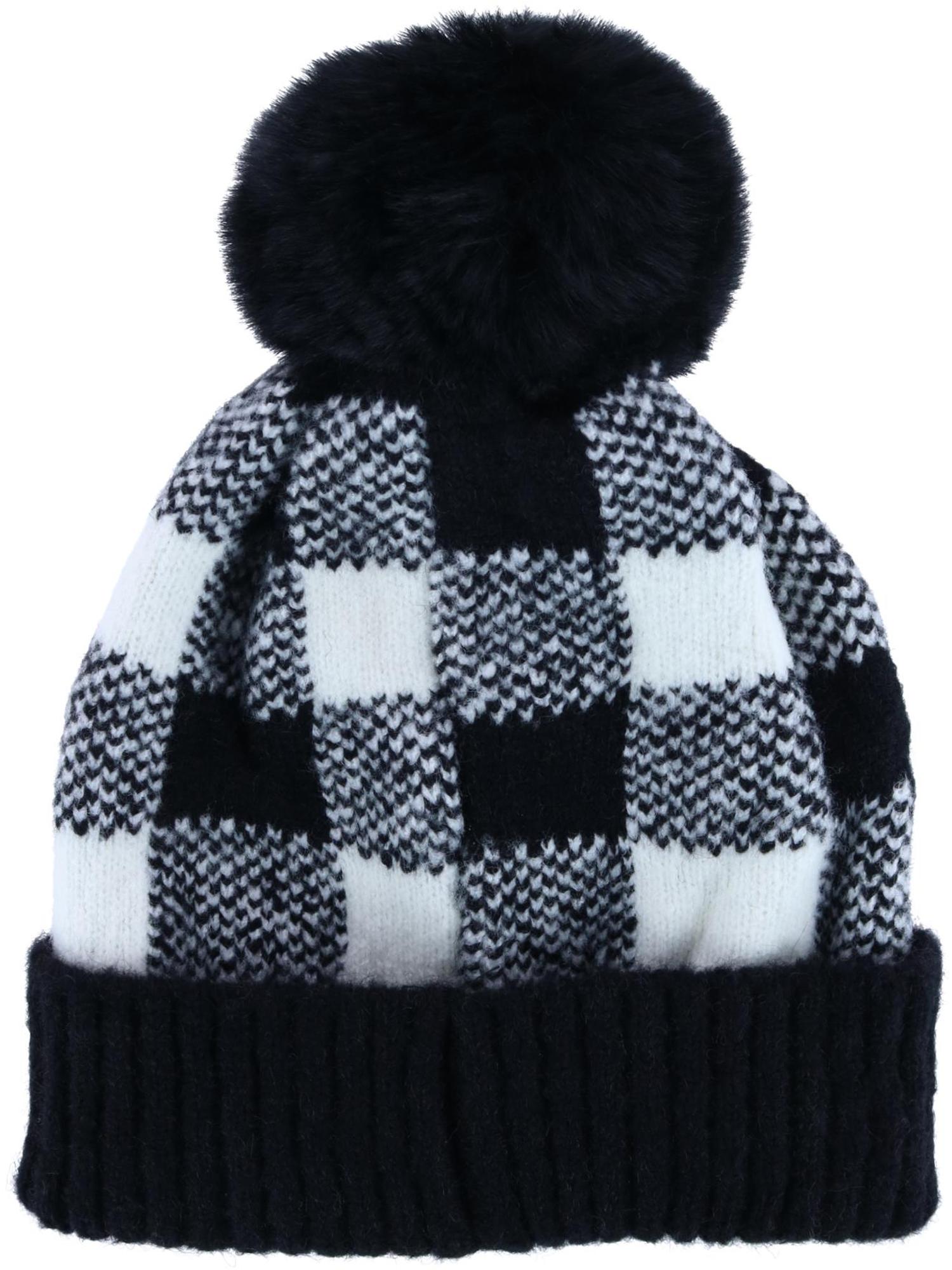 Love of Fashion Knit Buffalo Plaid Winter Beanie Hat with  display picture 2