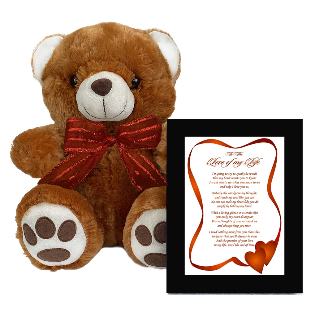 Love of My Life Poem in 5x7 Love Poem Frame and Cute Teddy Bear for