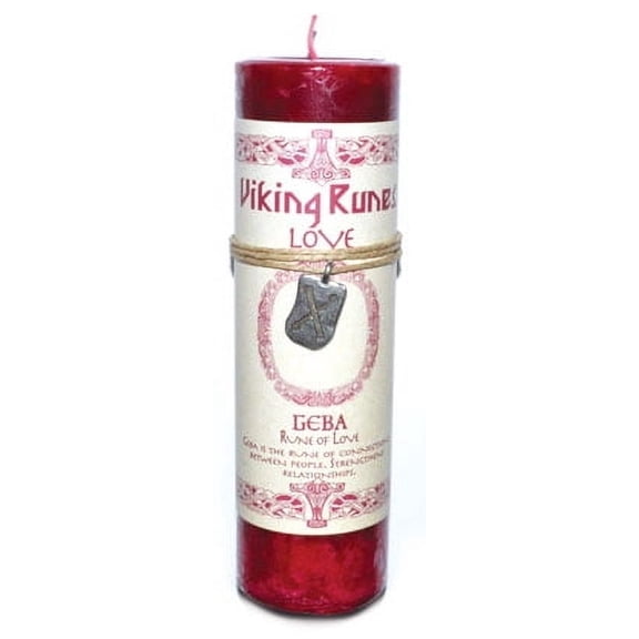 Love pillar candle with Geba Rune pendant | Trending Now