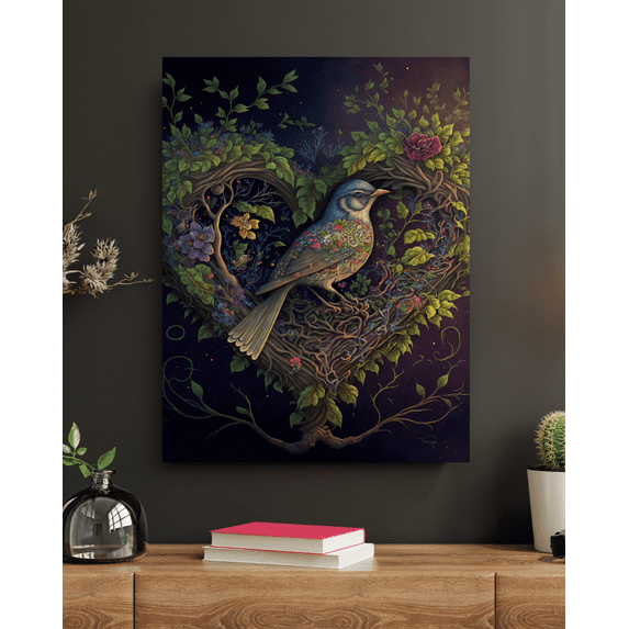 Love's Feathered Dance- Birds of Love Canvas Wall Art