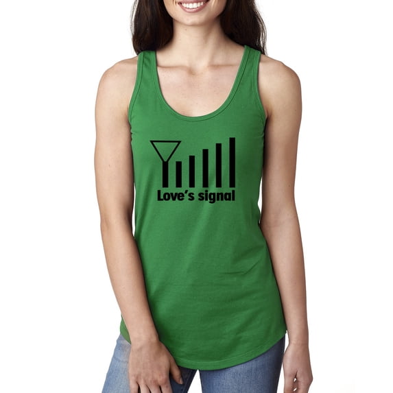 Love's Signal Love Language Couple Valentine's Day Ladies Racerback Tank Top, Kelly, X-Large