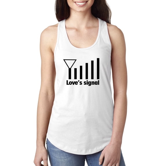 Love's Signal Love Language Couple Valentine's Day Ladies Racerback Tank Top, White, Large